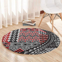 Aotearoa Maori Tribal Tattoo Round Carpet Kowhaiwhai Taniko Patchwork Motifs