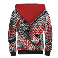 Aotearoa Maori Tribal Tattoo Sherpa Hoodie Kowhaiwhai Taniko Patchwork Motifs LT9 - Polynesian Pride