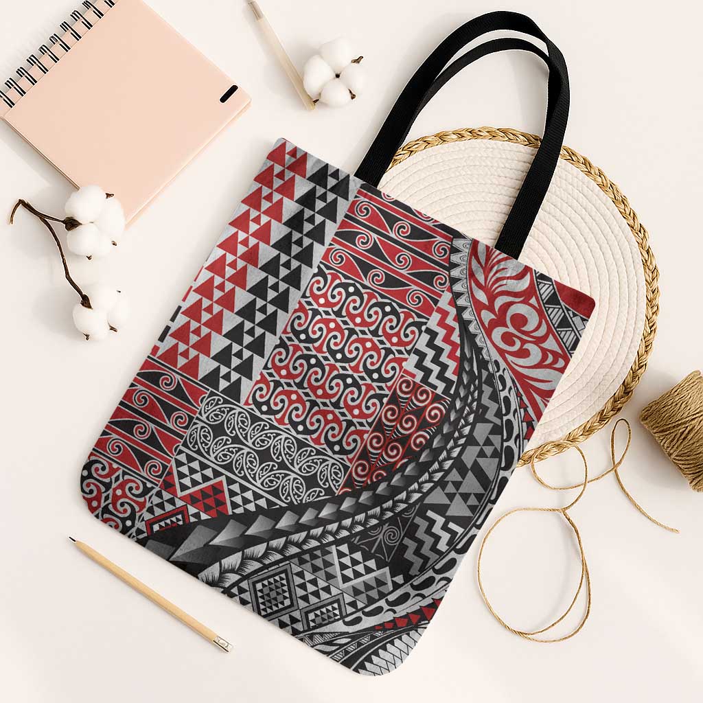 Aotearoa Maori Tribal Tattoo Tote Bag Kowhaiwhai Taniko Patchwork Motifs - Polynesian Pride