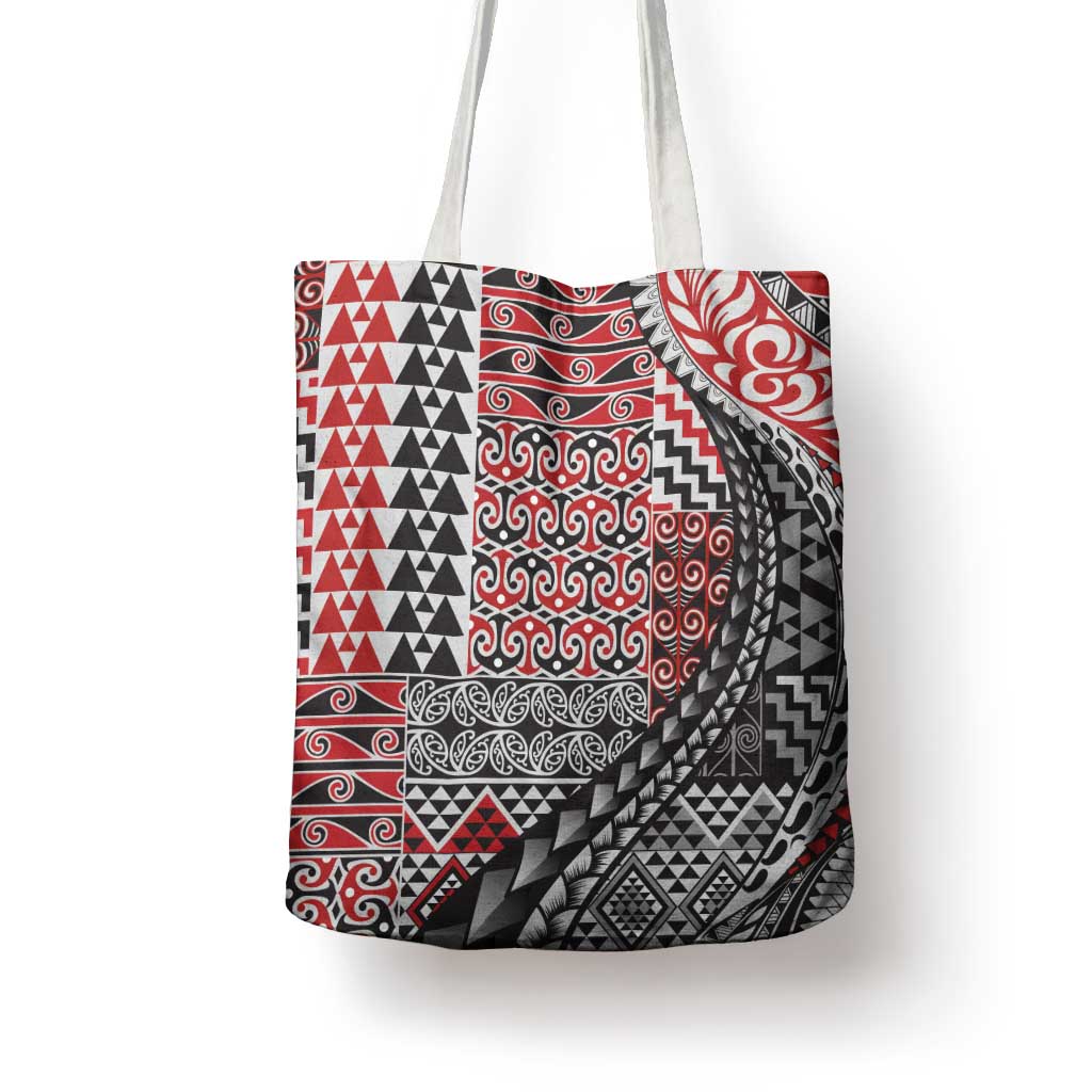 Aotearoa Maori Tribal Tattoo Tote Bag Kowhaiwhai Taniko Patchwork Motifs - Polynesian Pride