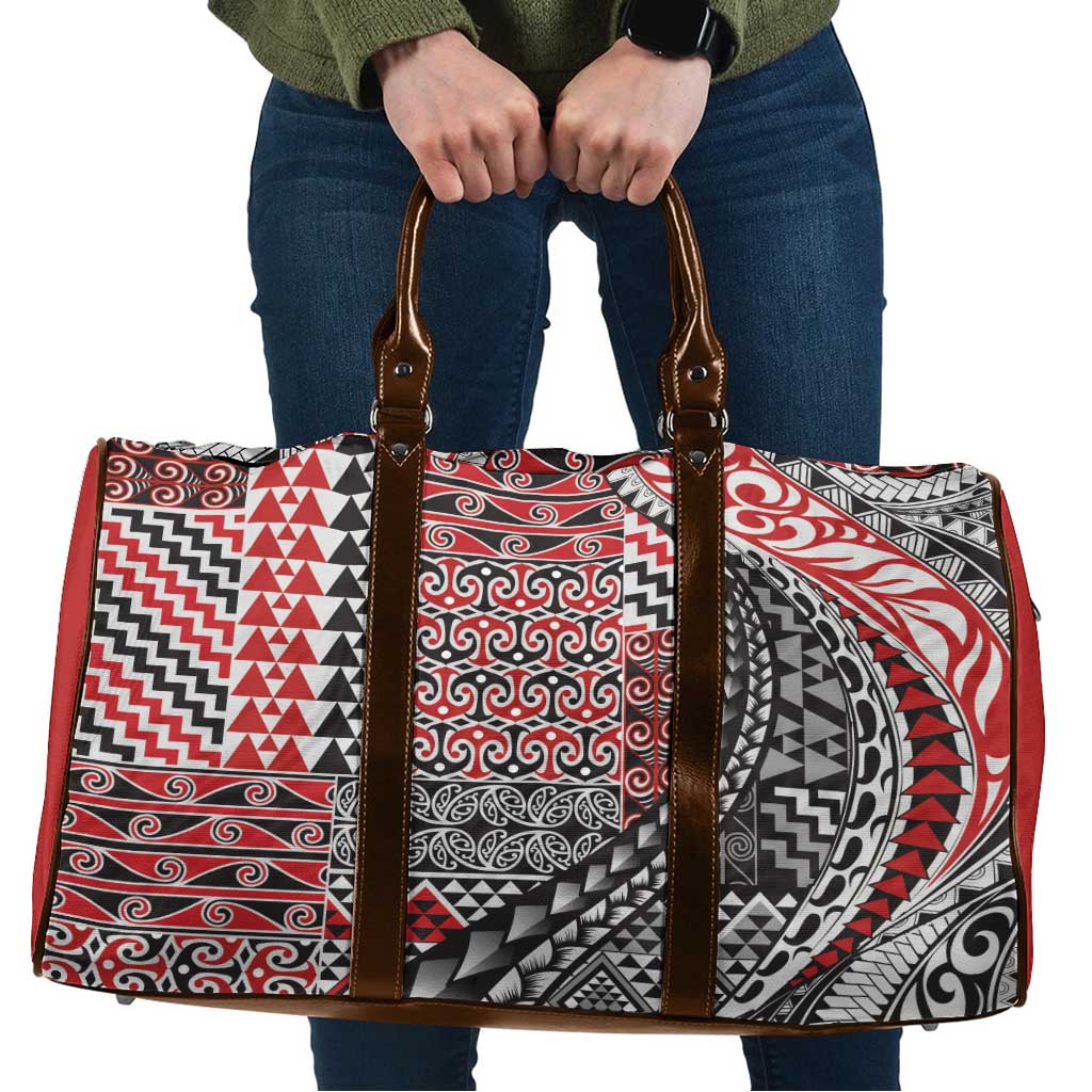 Aotearoa Maori Tribal Tattoo Travel Bag Kowhaiwhai Taniko Patchwork Motifs - Polynesian Pride