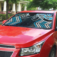 Blue Aotearoa Tukutuku Manawa Tapu Auto Sun Shade Ta Moko Toi Maori - Polynesian Pride