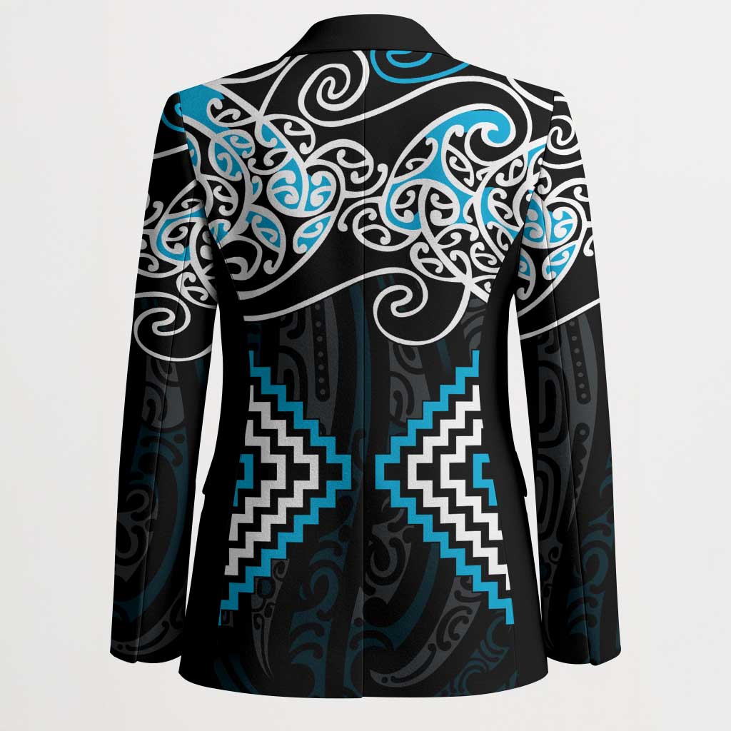 Blue Aotearoa Tukutuku Manawa Tapu Blazer Ta Moko Toi Maori - Polynesian Pride