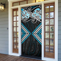 Blue Aotearoa Tukutuku Manawa Tapu Door Cover Ta Moko Toi Maori - Polynesian Pride