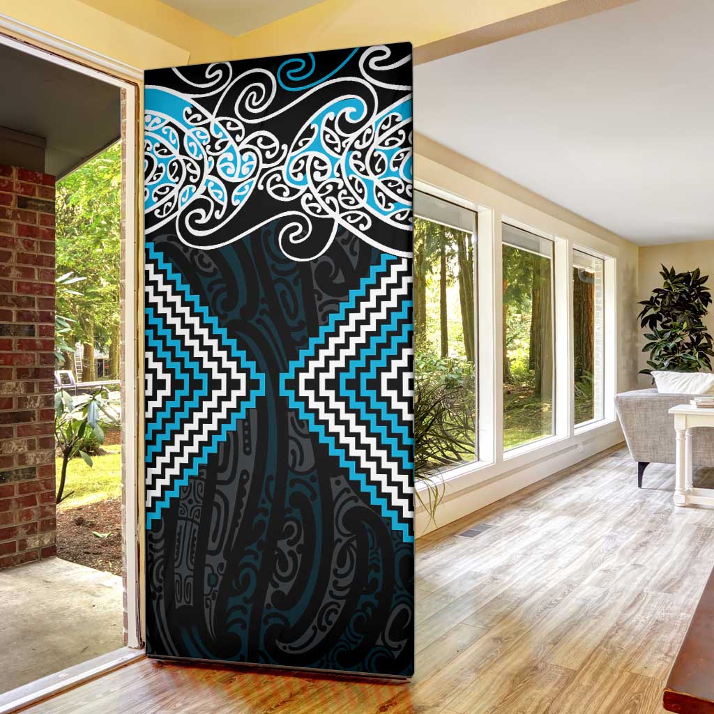 Blue Aotearoa Tukutuku Manawa Tapu Door Cover Ta Moko Toi Maori - Polynesian Pride