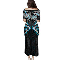 Blue Aotearoa Tukutuku Manawa Tapu Family Matching Puletasi and Hawaiian Shirt Ta Moko Toi Maori LT9 - Polynesian Pride