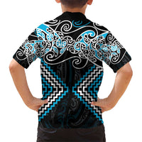 Blue Aotearoa Tukutuku Manawa Tapu Kid Hawaiian Shirt Ta Moko Toi Maori LT9 - Polynesian Pride