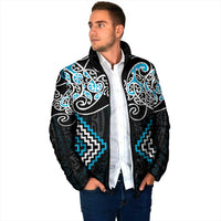 Blue Aotearoa Tukutuku Manawa Tapu Padded Jacket Ta Moko Toi Maori - Polynesian Pride