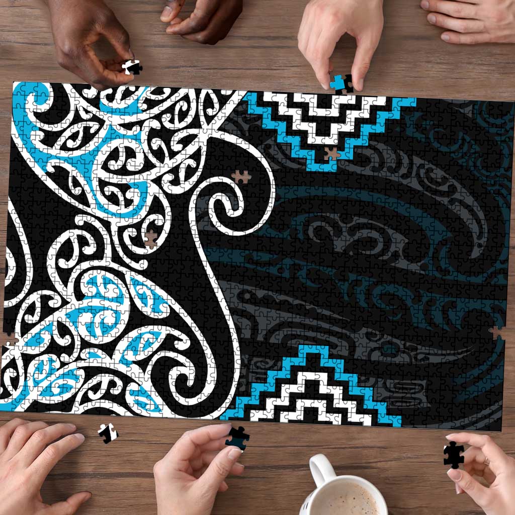 Blue Aotearoa Tukutuku Manawa Tapu Puzzle Ta Moko Toi Maori - Polynesian Pride