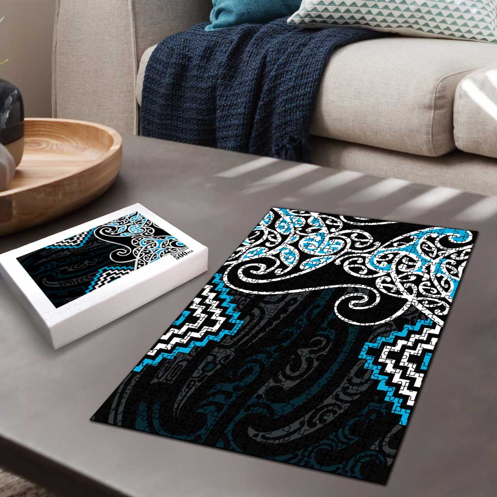 Blue Aotearoa Tukutuku Manawa Tapu Puzzle Ta Moko Toi Maori - Polynesian Pride