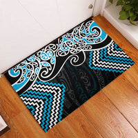 Blue Aotearoa Tukutuku Manawa Tapu Rubber Doormat Ta Moko Toi Maori