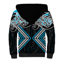 Blue Aotearoa Tukutuku Manawa Tapu Sherpa Hoodie Ta Moko Toi Maori LT9 - Polynesian Pride