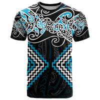 Blue Aotearoa Tukutuku Manawa Tapu T Shirt Ta Moko Toi Maori LT9 Blue - Polynesian Pride