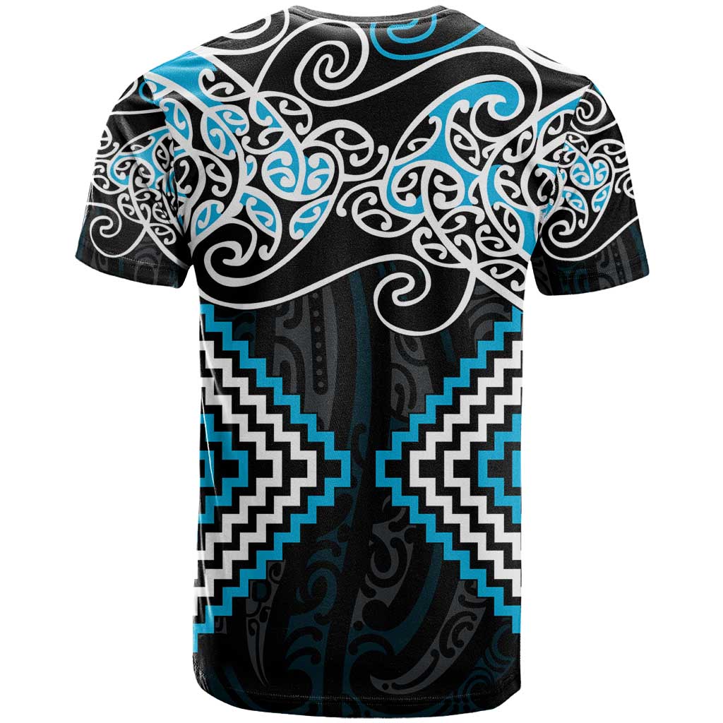 Blue Aotearoa Tukutuku Manawa Tapu T Shirt Ta Moko Toi Maori LT9 - Polynesian Pride