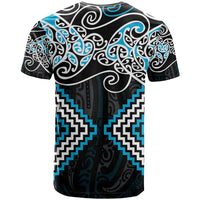 Blue Aotearoa Tukutuku Manawa Tapu T Shirt Ta Moko Toi Maori LT9 - Polynesian Pride