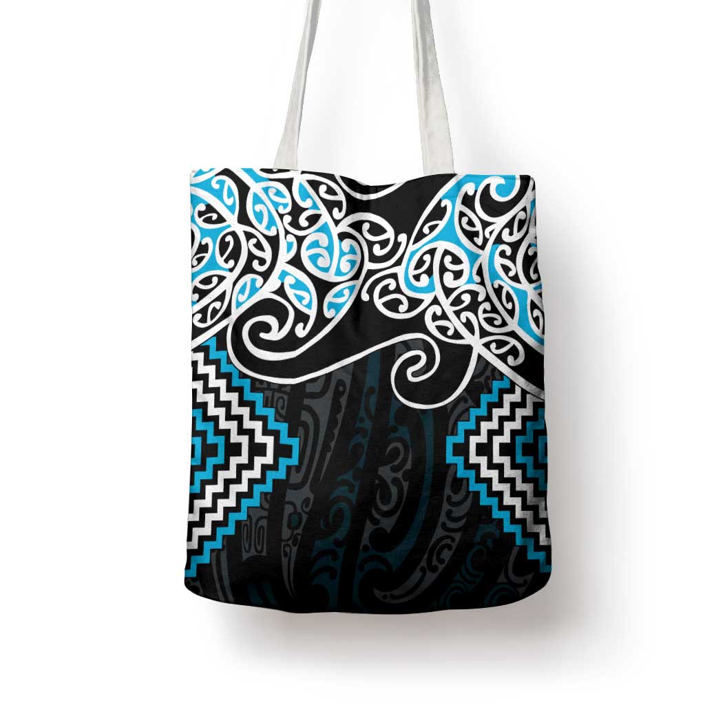Blue Aotearoa Tukutuku Manawa Tapu Tote Bag Ta Moko Toi Maori - Polynesian Pride