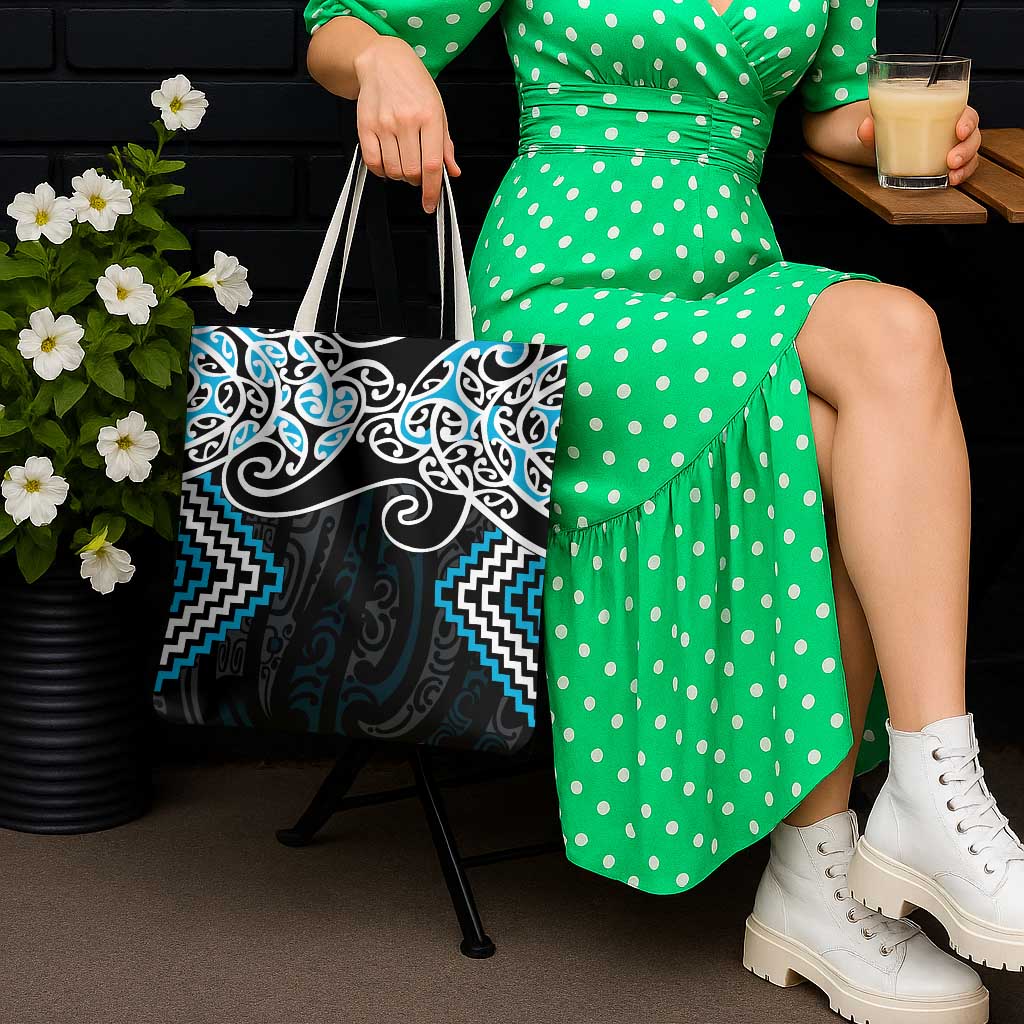 Blue Aotearoa Tukutuku Manawa Tapu Tote Bag Ta Moko Toi Maori - Polynesian Pride