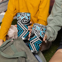 Blue Aotearoa Tukutuku Manawa Tapu Tumbler Cup Ta Moko Toi Maori LT9 - Polynesian Pride