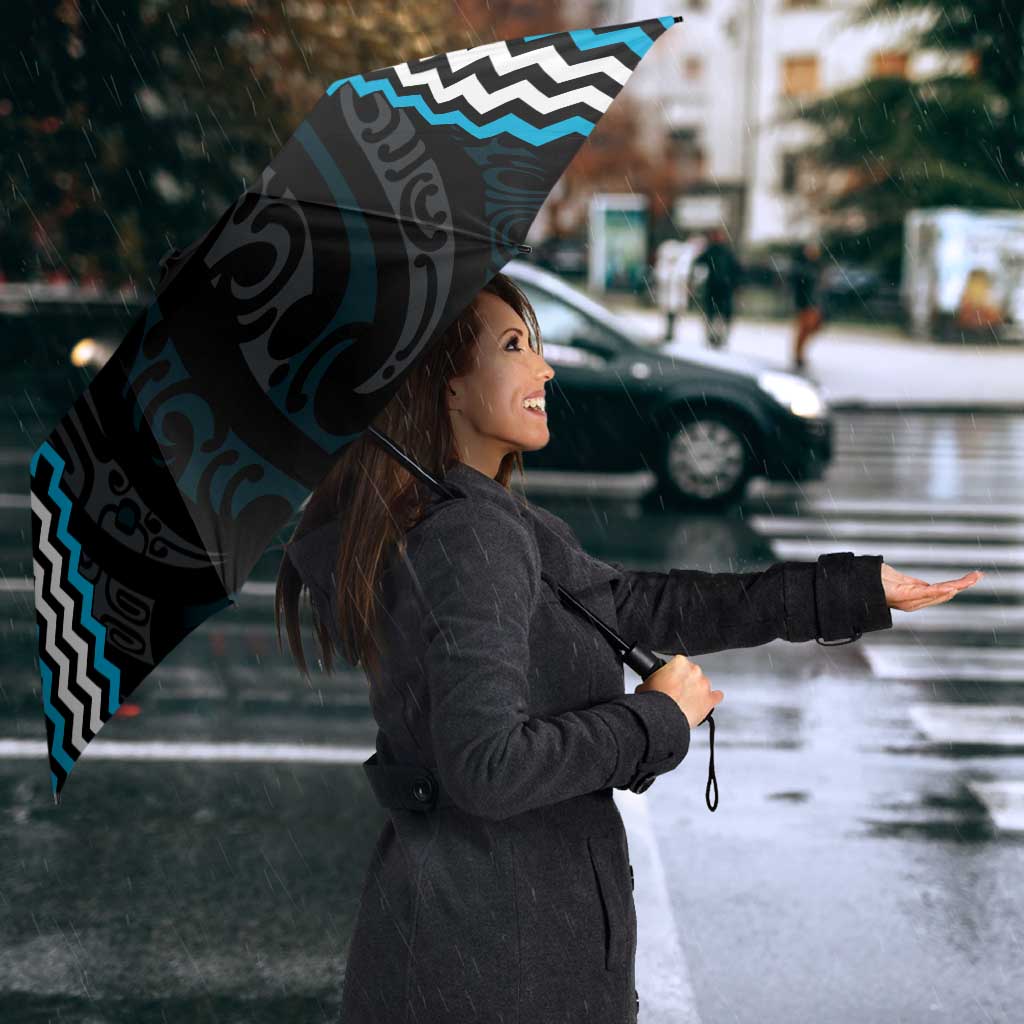 Blue Aotearoa Tukutuku Manawa Tapu Umbrella Ta Moko Toi Maori - Polynesian Pride
