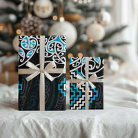 Blue Aotearoa Tukutuku Manawa Tapu Wrapping Paper Ta Moko Toi Maori - Polynesian Pride