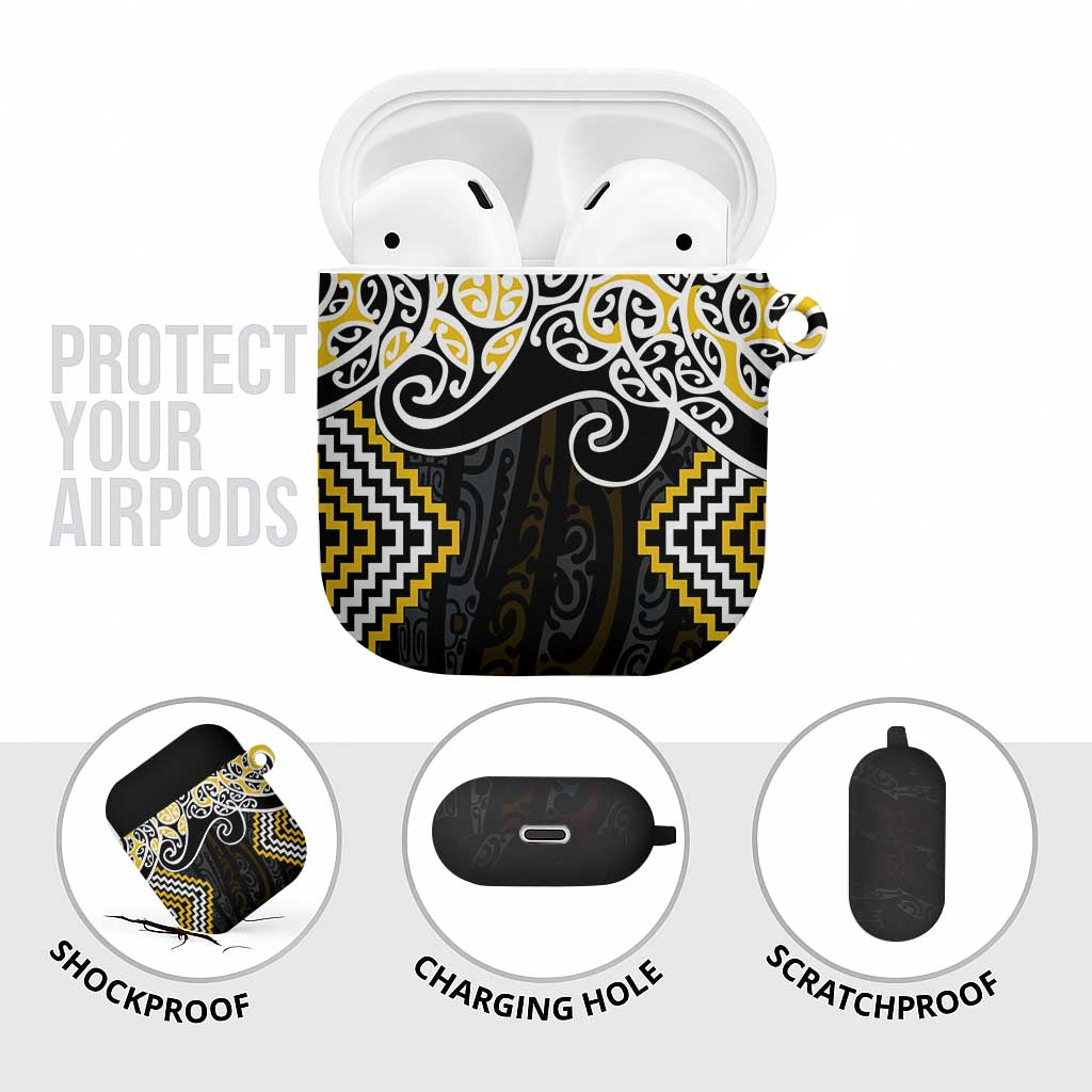 Gold Aotearoa Tukutuku Manawa Tapu AirPods Case Ta Moko Toi Maori - Polynesian Pride