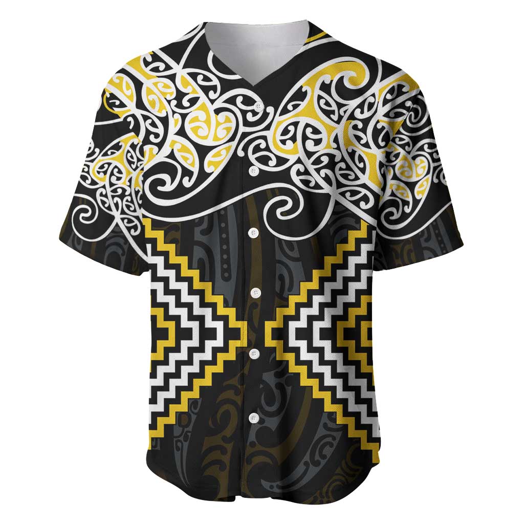 Gold Aotearoa Tukutuku Manawa Tapu Baseball Jersey Ta Moko Toi Maori LT9 Gold - Polynesian Pride