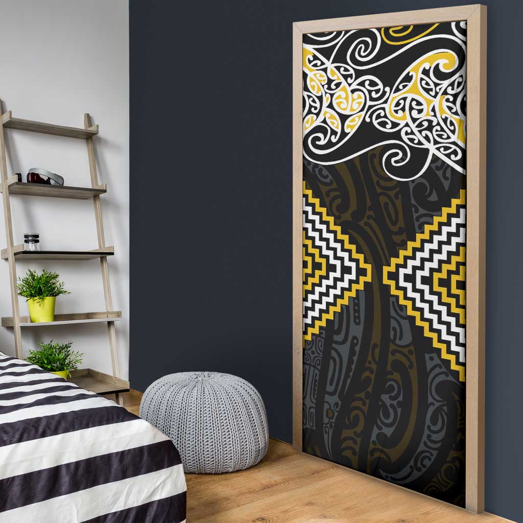Gold Aotearoa Tukutuku Manawa Tapu Door Cover Ta Moko Toi Maori - Polynesian Pride