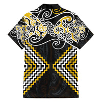 Gold Aotearoa Tukutuku Manawa Tapu Family Matching Off Shoulder Maxi Dress and Hawaiian Shirt Ta Moko Toi Maori LT9 - Polynesian Pride
