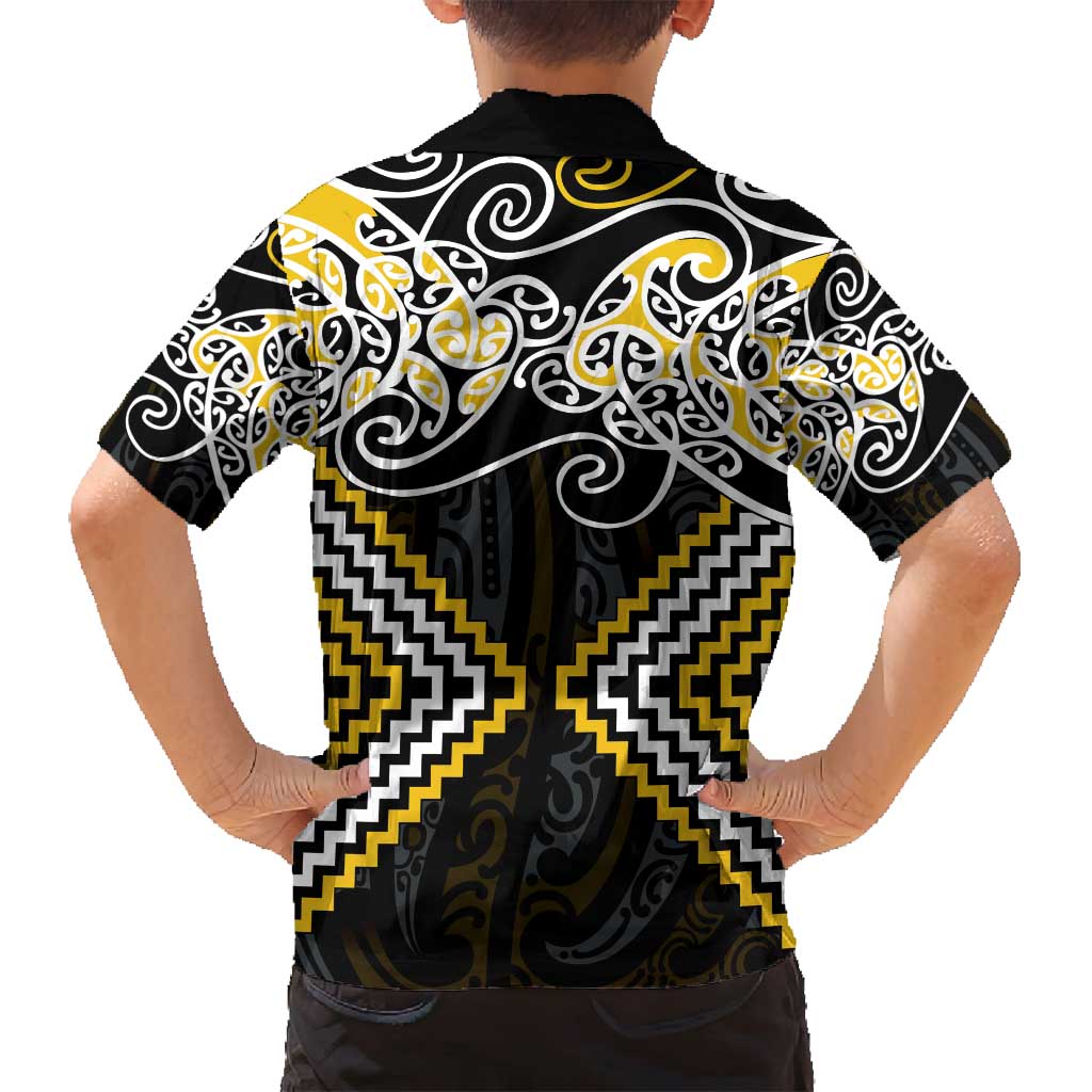 Gold Aotearoa Tukutuku Manawa Tapu Family Matching Tank Maxi Dress and Hawaiian Shirt Ta Moko Toi Maori LT9 - Polynesian Pride