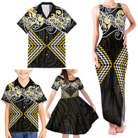 Gold Aotearoa Tukutuku Manawa Tapu Family Matching Tank Maxi Dress and Hawaiian Shirt Ta Moko Toi Maori LT9 - Polynesian Pride