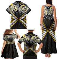 Gold Aotearoa Tukutuku Manawa Tapu Family Matching Tank Maxi Dress and Hawaiian Shirt Ta Moko Toi Maori LT9 - Polynesian Pride