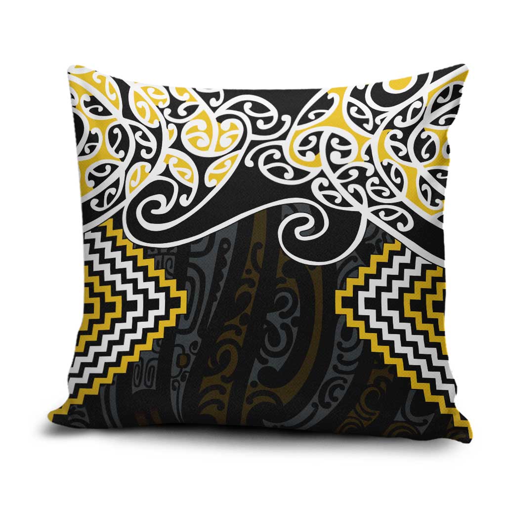 Gold Aotearoa Tukutuku Manawa Tapu Pillow Cover Ta Moko Toi Maori LT9 Gold - Polynesian Pride