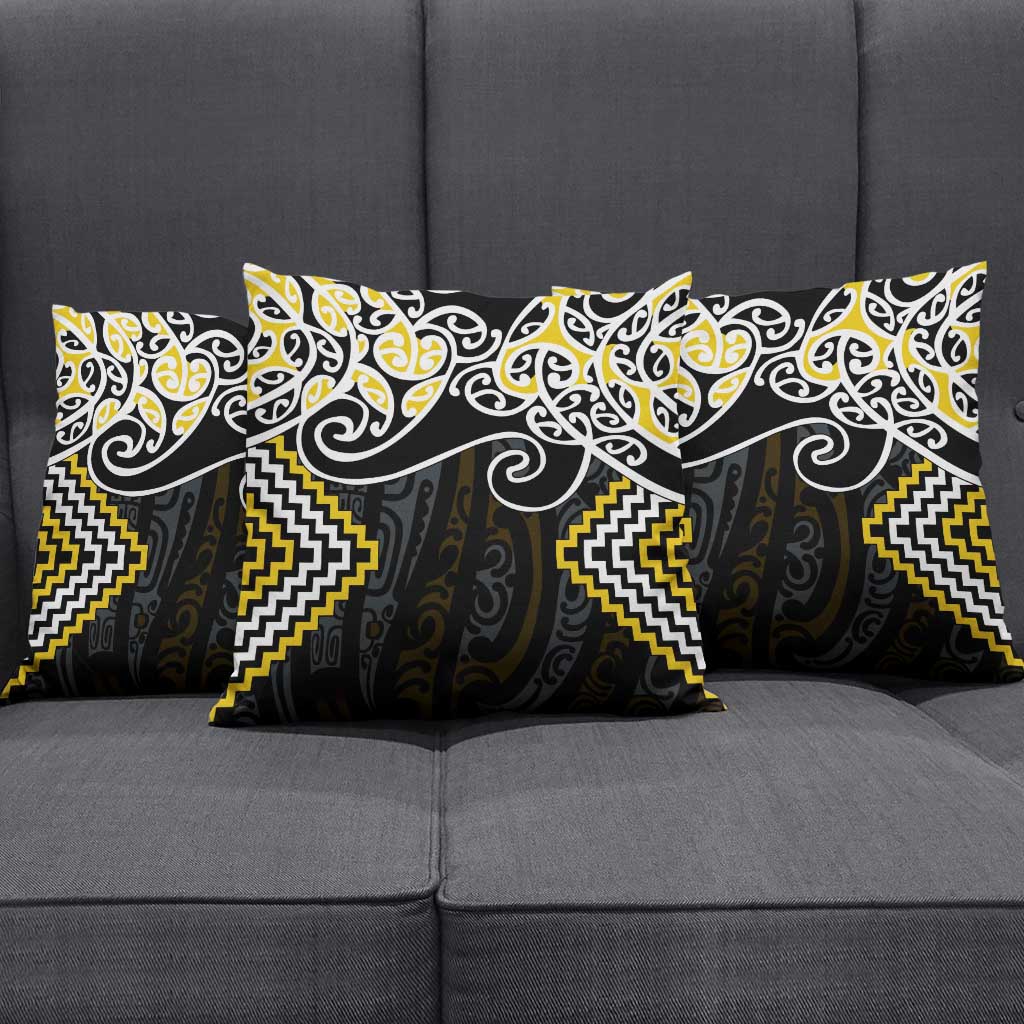 Gold Aotearoa Tukutuku Manawa Tapu Pillow Cover Ta Moko Toi Maori LT9 - Polynesian Pride