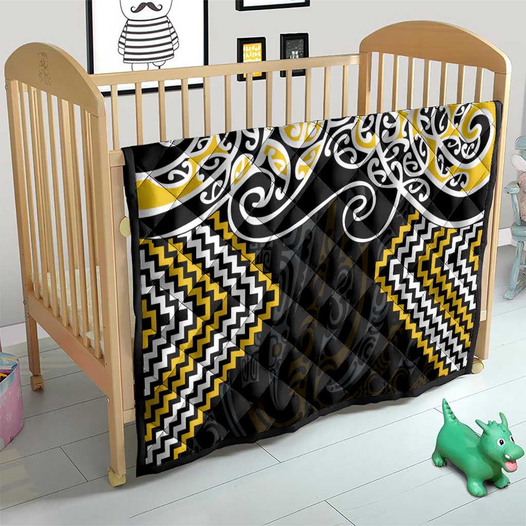 Gold Aotearoa Tukutuku Manawa Tapu Quilt Ta Moko Toi Maori
