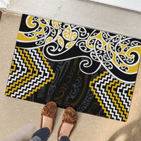 Gold Aotearoa Tukutuku Manawa Tapu Rubber Doormat Ta Moko Toi Maori LT9 - Polynesian Pride