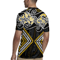 Gold Aotearoa Tukutuku Manawa Tapu Rugby Jersey Ta Moko Toi Maori LT9 - Polynesian Pride