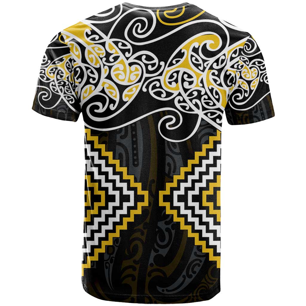 Gold Aotearoa Tukutuku Manawa Tapu T Shirt Ta Moko Toi Maori LT9 - Polynesian Pride