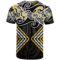 Gold Aotearoa Tukutuku Manawa Tapu T Shirt Ta Moko Toi Maori LT9 - Polynesian Pride