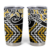 Gold Aotearoa Tukutuku Manawa Tapu Tumbler Cup Ta Moko Toi Maori LT9 Gold - Polynesian Pride