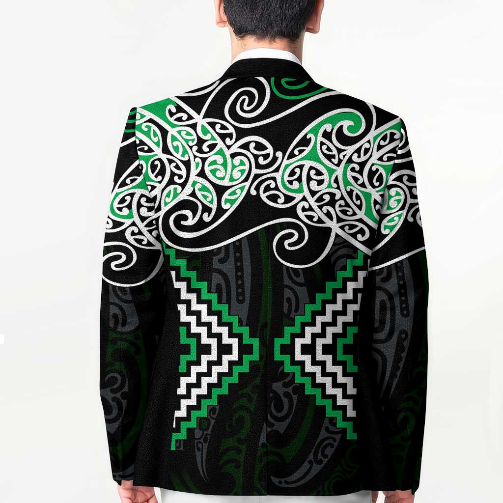Green Aotearoa Tukutuku Manawa Tapu Blazer Ta Moko Toi Maori - Polynesian Pride