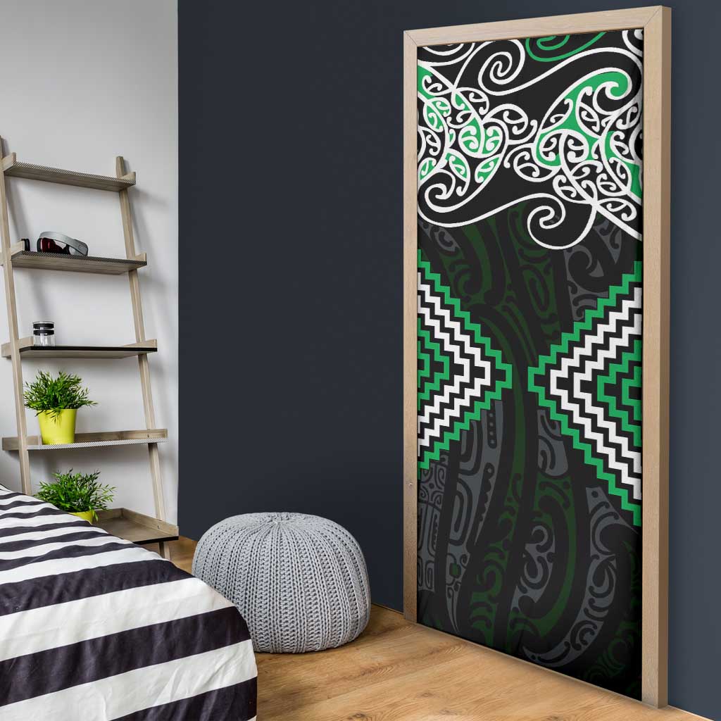 Green Aotearoa Tukutuku Manawa Tapu Door Cover Ta Moko Toi Maori - Polynesian Pride