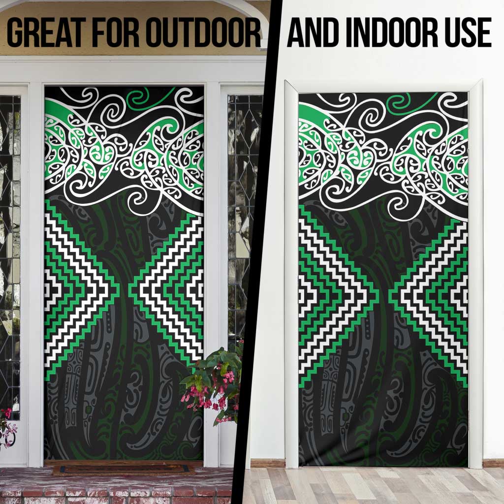 Green Aotearoa Tukutuku Manawa Tapu Door Cover Ta Moko Toi Maori - Polynesian Pride