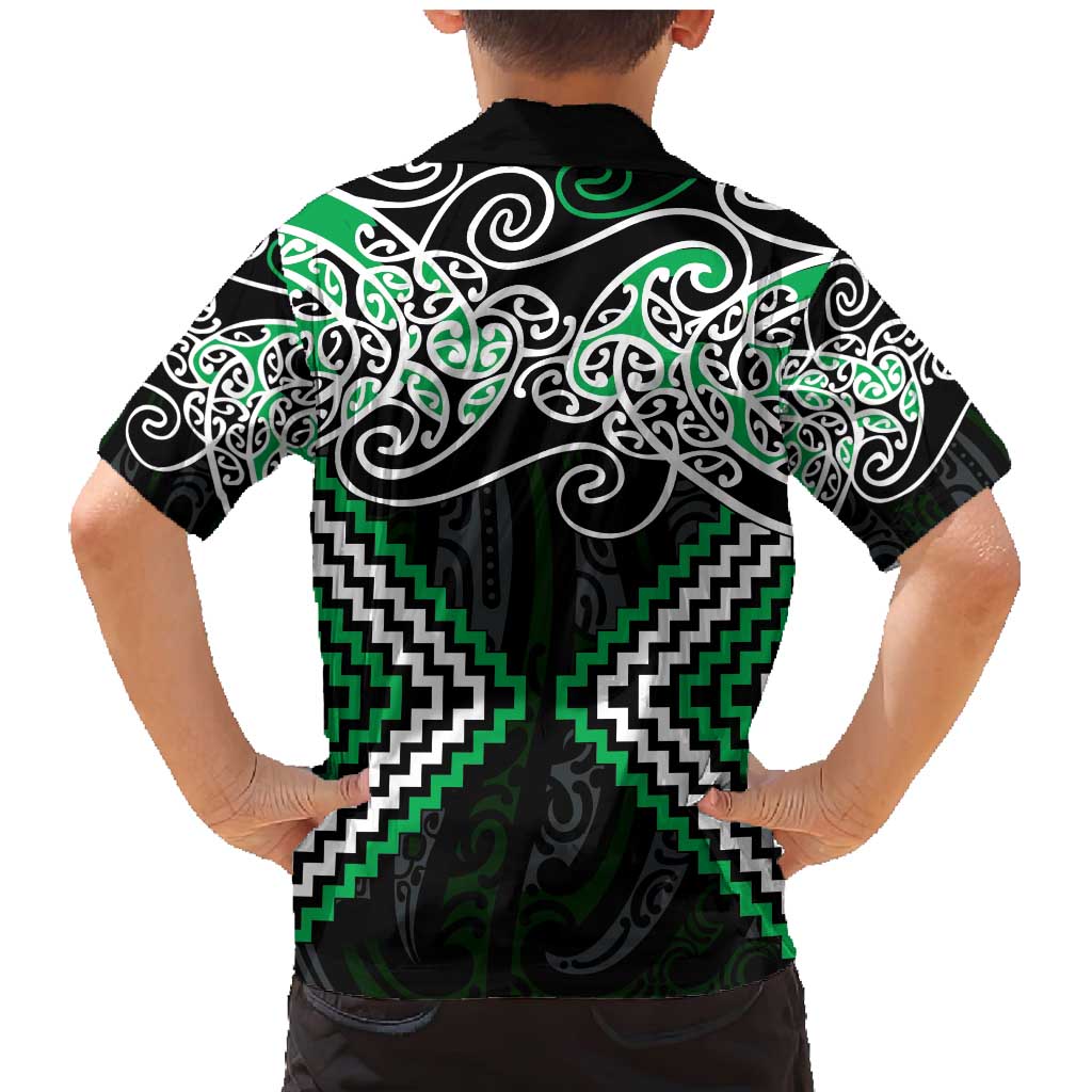 Green Aotearoa Tukutuku Manawa Tapu Family Matching Mermaid Dress and Hawaiian Shirt Ta Moko Toi Maori LT9 - Polynesian Pride
