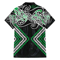 Green Aotearoa Tukutuku Manawa Tapu Family Matching Off Shoulder Short Dress and Hawaiian Shirt Ta Moko Toi Maori LT9 - Polynesian Pride