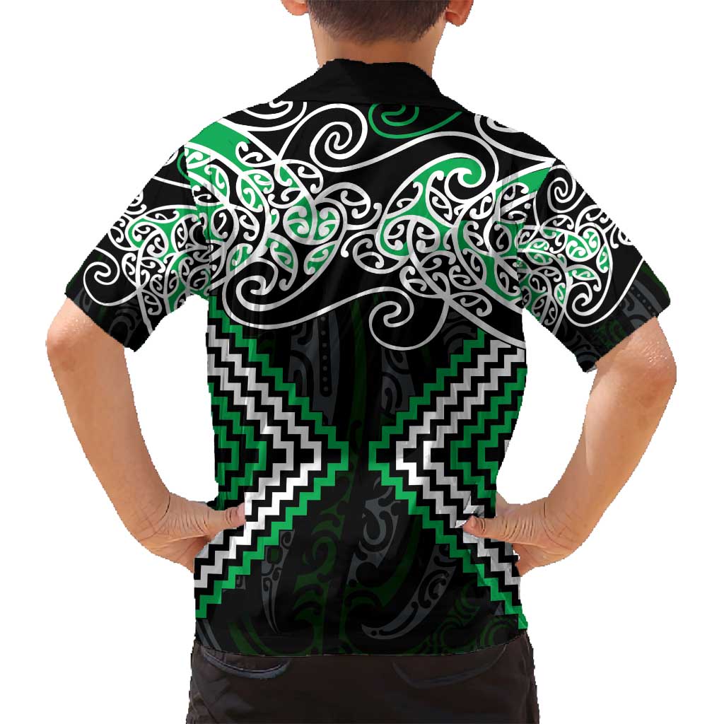 Green Aotearoa Tukutuku Manawa Tapu Family Matching Puletasi and Hawaiian Shirt Ta Moko Toi Maori LT9 - Polynesian Pride