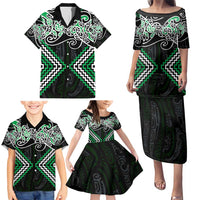 Green Aotearoa Tukutuku Manawa Tapu Family Matching Puletasi and Hawaiian Shirt Ta Moko Toi Maori LT9 - Polynesian Pride