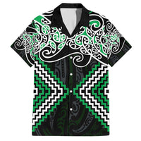 Green Aotearoa Tukutuku Manawa Tapu Family Matching Puletasi and Hawaiian Shirt Ta Moko Toi Maori LT9 Dad's Shirt - Short Sleeve Green - Polynesian Pride