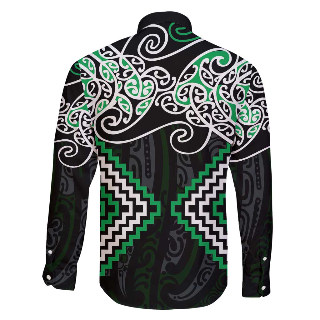 Green Aotearoa Tukutuku Manawa Tapu Family Matching Summer Maxi Dress and Hawaiian Shirt Ta Moko Toi Maori LT9 - Polynesian Pride