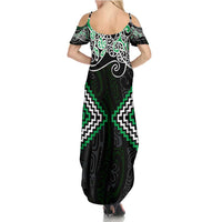 Green Aotearoa Tukutuku Manawa Tapu Family Matching Summer Maxi Dress and Hawaiian Shirt Ta Moko Toi Maori LT9 - Polynesian Pride