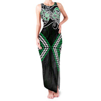 Green Aotearoa Tukutuku Manawa Tapu Family Matching Tank Maxi Dress and Hawaiian Shirt Ta Moko Toi Maori LT9 Mom's Dress Green - Polynesian Pride